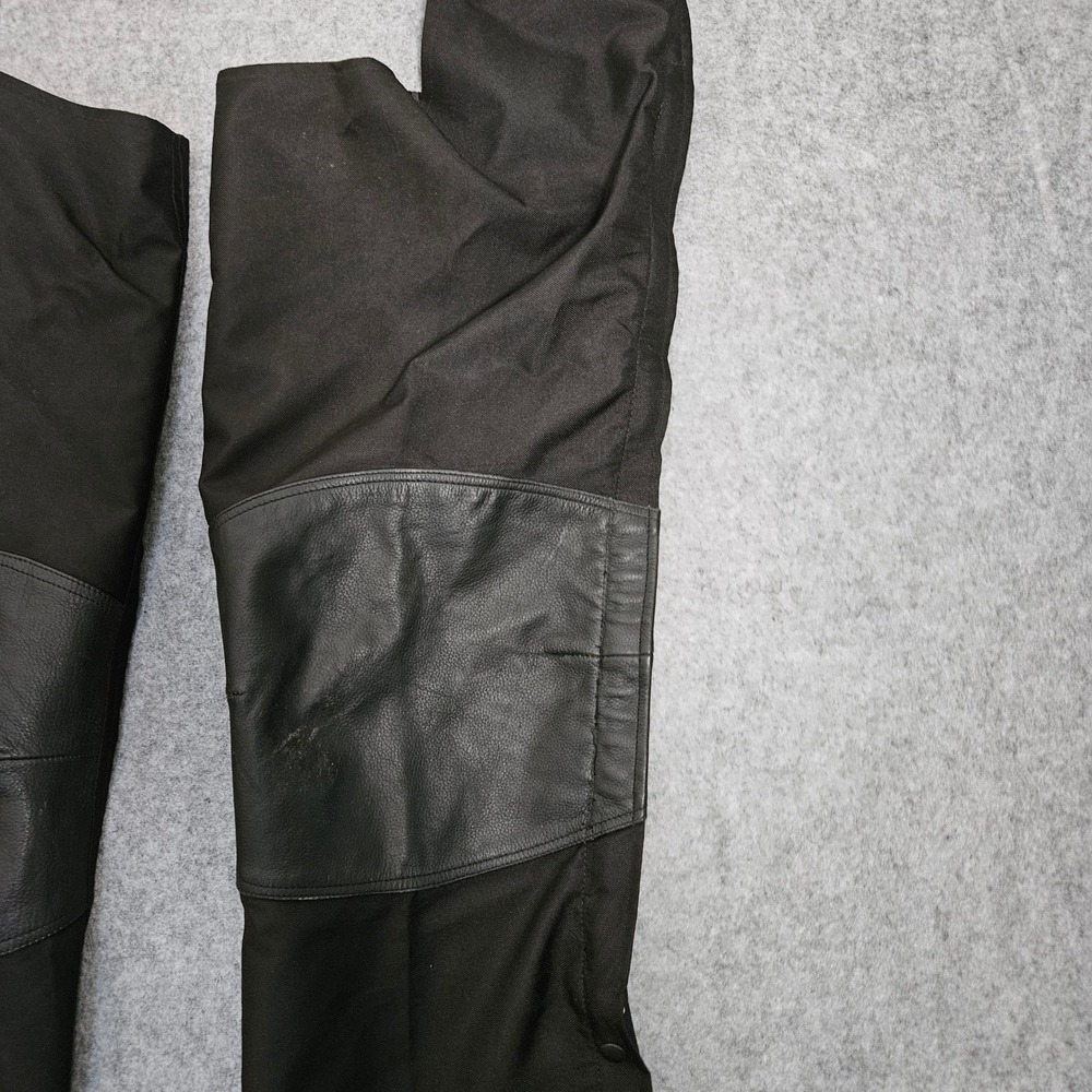 Unik Premium Black Textile and Leather Motorcycle Riding Chaps Mens Medium - Picture 4 of 8